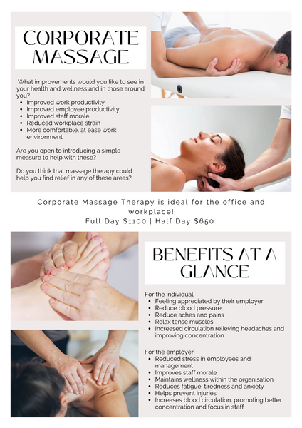 New Service Offering - Corporate Massage - Why not?